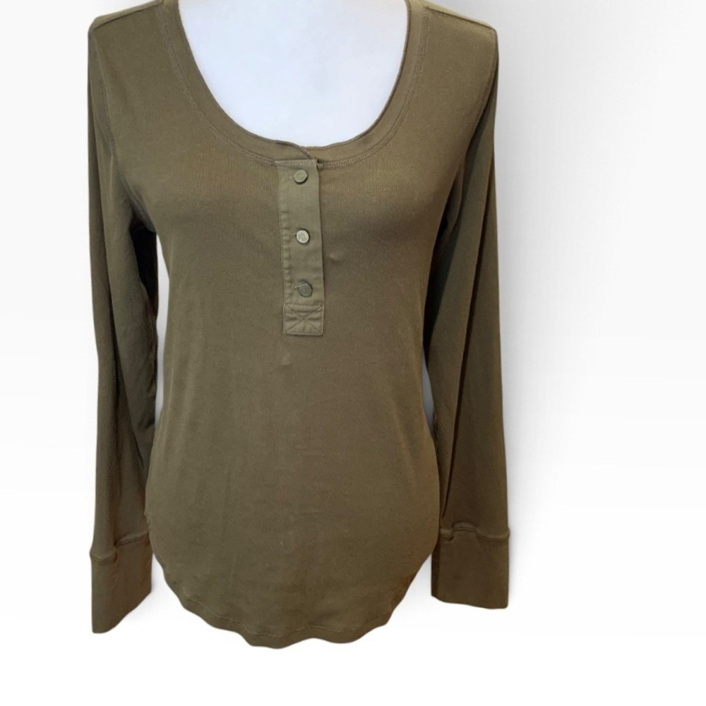 Lauren Ralph Lauren Henley Women Olive Elbow Patch Heritage Prep Academia